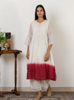 Load image into Gallery viewer, Ivory and Scarlet Ombre Pintuck Kurta
