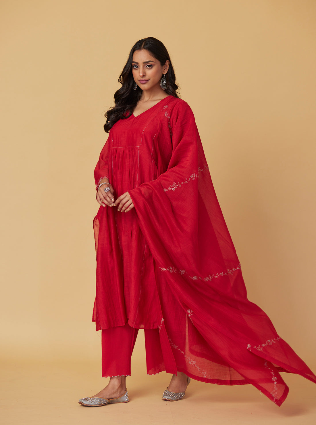 Scarlet Zari Embroidered Kurta Set