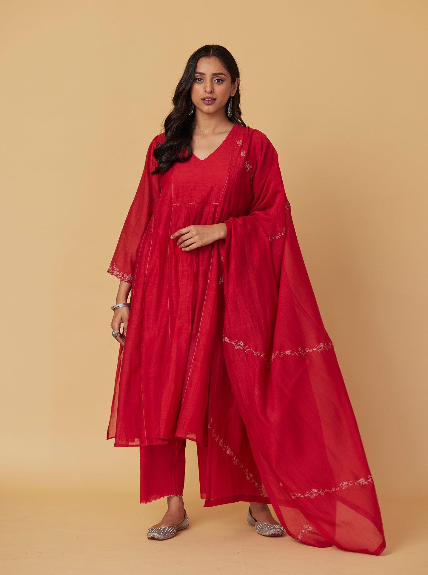 Scarlet Zari Embroidered Kurta Set