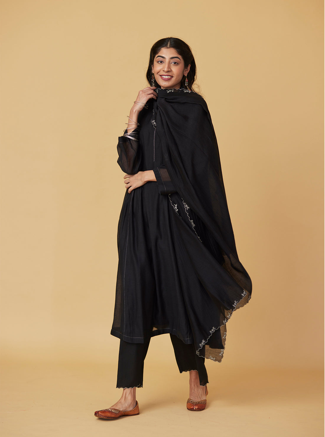 Midnight Black Zari Embroidered Kurta Set