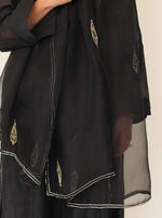 Load image into Gallery viewer, Midnight Black Embroidered Organza Dupatta
