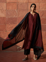 Load image into Gallery viewer, Burgundy Embroidered Kurta Set
