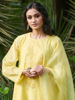 Load image into Gallery viewer, Canary Yellow Dabka Embroidered Kurta Set
