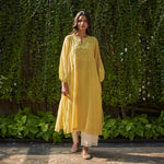 Load image into Gallery viewer, Canary Yellow Embroidered Kurta Set

