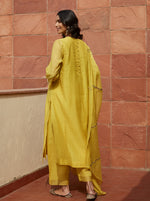 Load image into Gallery viewer, Canary Yellow Zardozi Embroidered Kurta Set
