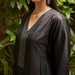 Load image into Gallery viewer, Charcoal Embroidered Silk Kurta

