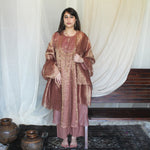 Load image into Gallery viewer, Dusty Rose Embroidered Tissue Kurta Set
