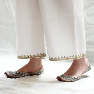 Ivory Embroidered Farshi