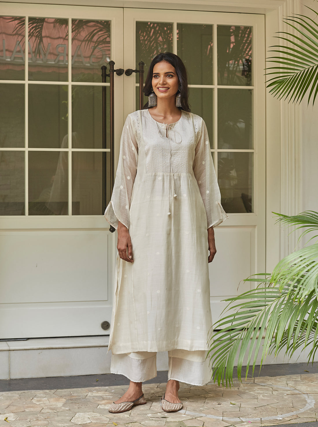Ivory Zari Embroidered Kurta Set