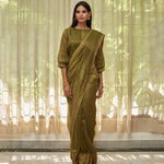 Load image into Gallery viewer, Leaf Green Embroidered Tissue Saree
