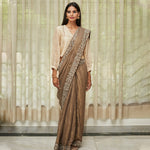 Load image into Gallery viewer, Metallic Grey Embroidered Tissue Saree
