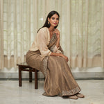 Load image into Gallery viewer, Metallic Grey Embroidered Tissue Saree
