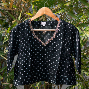 Midnight Black Bandhani Embroidered Blouse