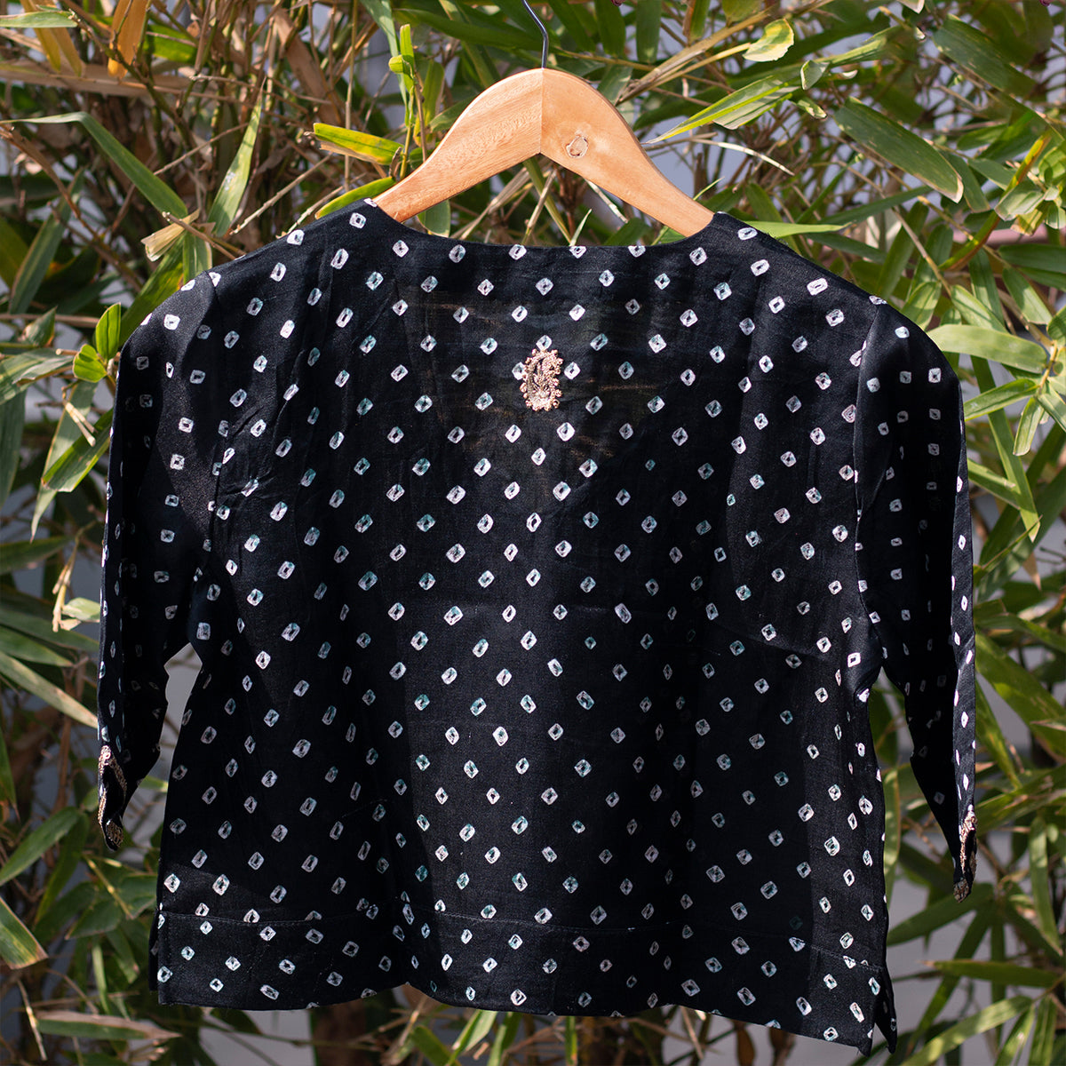 Midnight Black Bandhani Embroidered Blouse