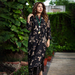 Load image into Gallery viewer, Midnight Black Floral Print Kurta
