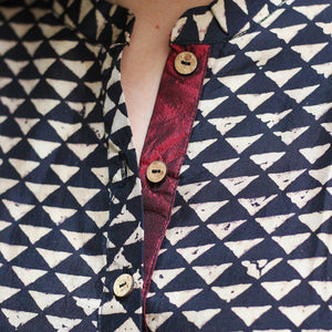 Midnight Black Geometric Print Kurta