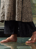 Load image into Gallery viewer, Midnight Black Zari Embroidered Silk Farshi
