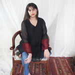 Load image into Gallery viewer, Midnight Black and Burgundy Kurti

