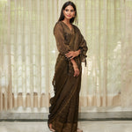 Load image into Gallery viewer, Midnight Black Embroidered Tissue Saree
