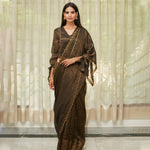Load image into Gallery viewer, Midnight Black Embroidered Tissue Saree
