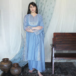 Load image into Gallery viewer, Powder Blue Embroidered Tissue Kurta Set
