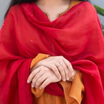 Load image into Gallery viewer, Scarlet Colour Blocked Dupatta
