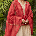 Load image into Gallery viewer, Scarlet Embroidered Zari Dupatta
