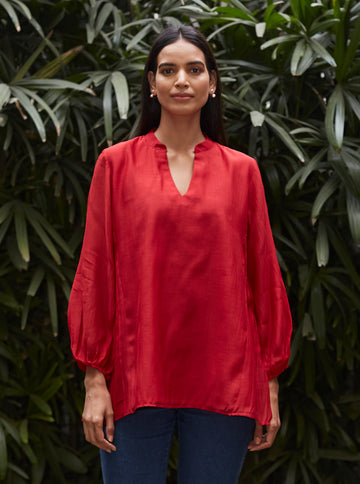 Scarlet Side Pintuck Kurti