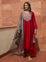 Load image into Gallery viewer, Scarlet Slate Embroidered Kurta Set
