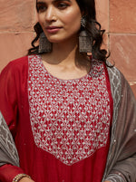 Load image into Gallery viewer, Scarlet Slate Embroidered Kurta Set
