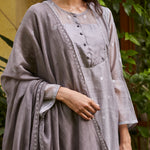 Load image into Gallery viewer, Slate Woven Dots Kurta Set
