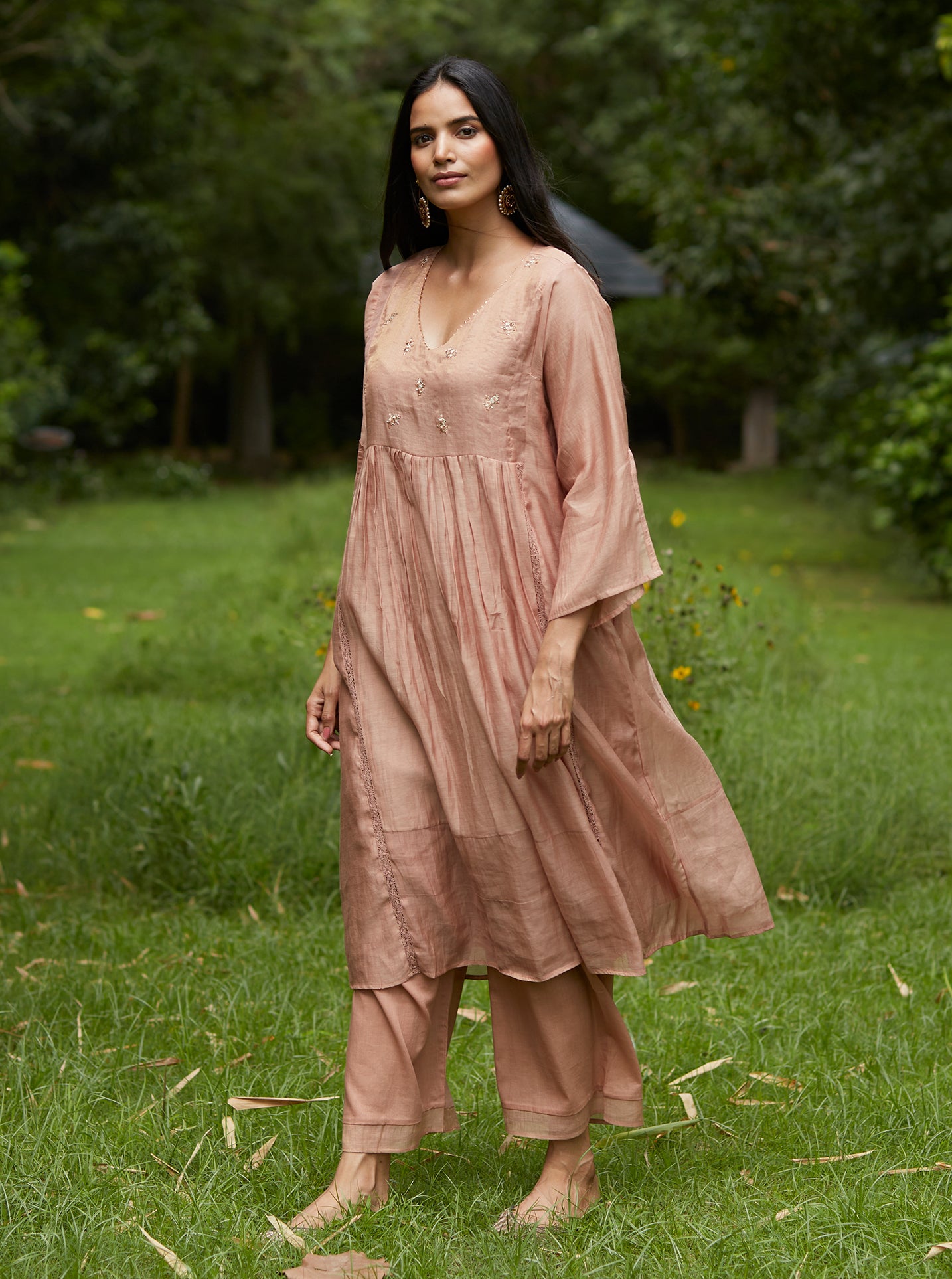 Blush Lace Festive Kurta Set