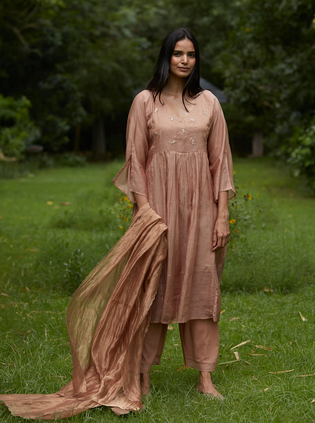 Blush Lace Festive Kurta Set