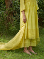 Load image into Gallery viewer, Canary Yellow Tissue Festive Kurta Set

