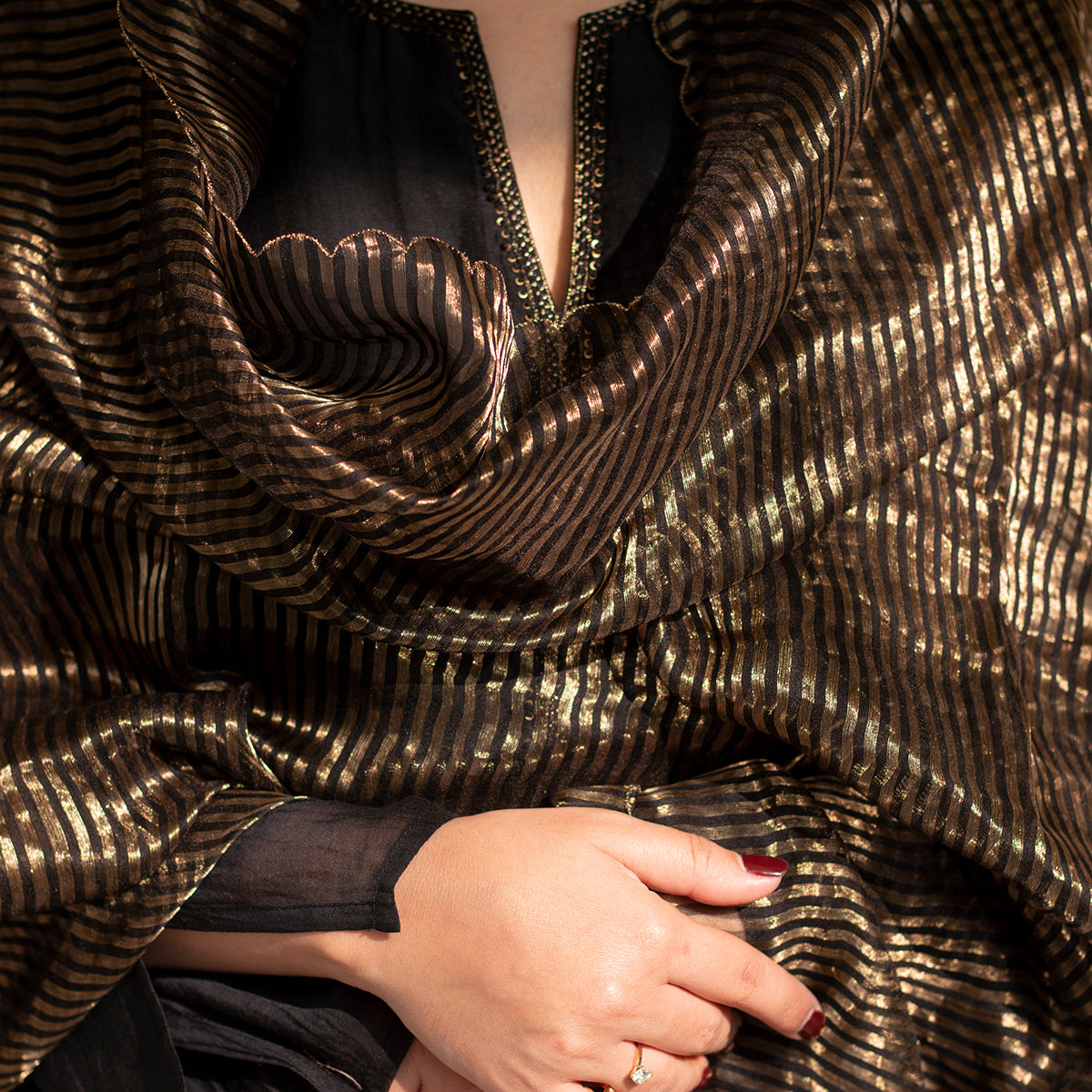 Midnight Black Zari Dupatta