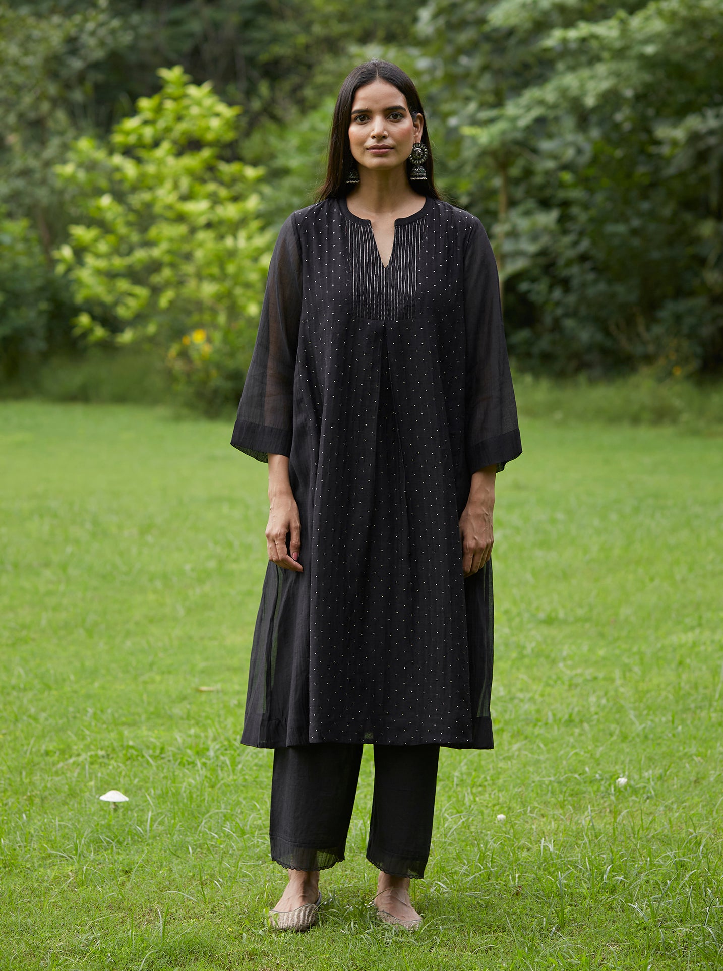 Black Tagai and Mukaish Kurta Set