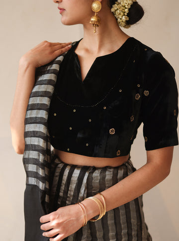 Midnight Black Velvet Blouse