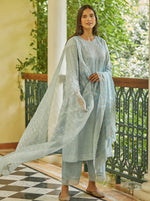 Load image into Gallery viewer, Pale Blue Tissue Embroidered Kurta Set
