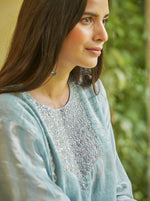 Load image into Gallery viewer, Pale Blue Tissue Embroidered Kurta Set
