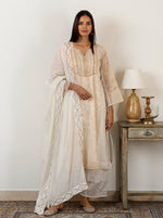 Load image into Gallery viewer, Ivory Striped Tissue Embroidered Kurta Set
