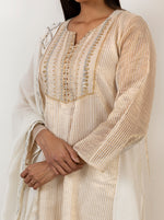 Load image into Gallery viewer, Ivory Striped Tissue Embroidered Kurta Set
