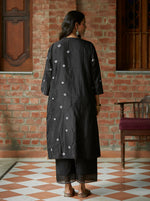 Load image into Gallery viewer, Midnight Black Tie-Dye Silk Kurta
