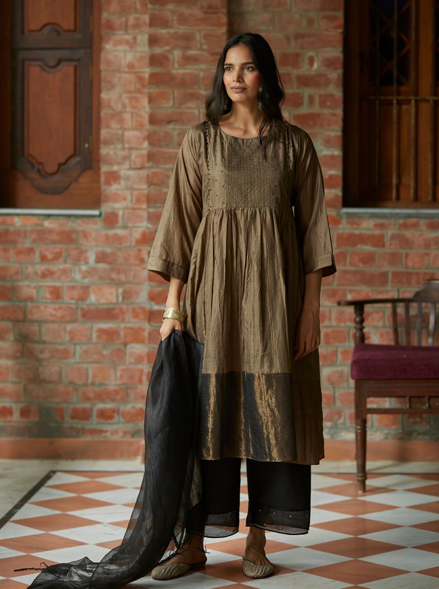 Hazel Embroidered Silk Kurta Set