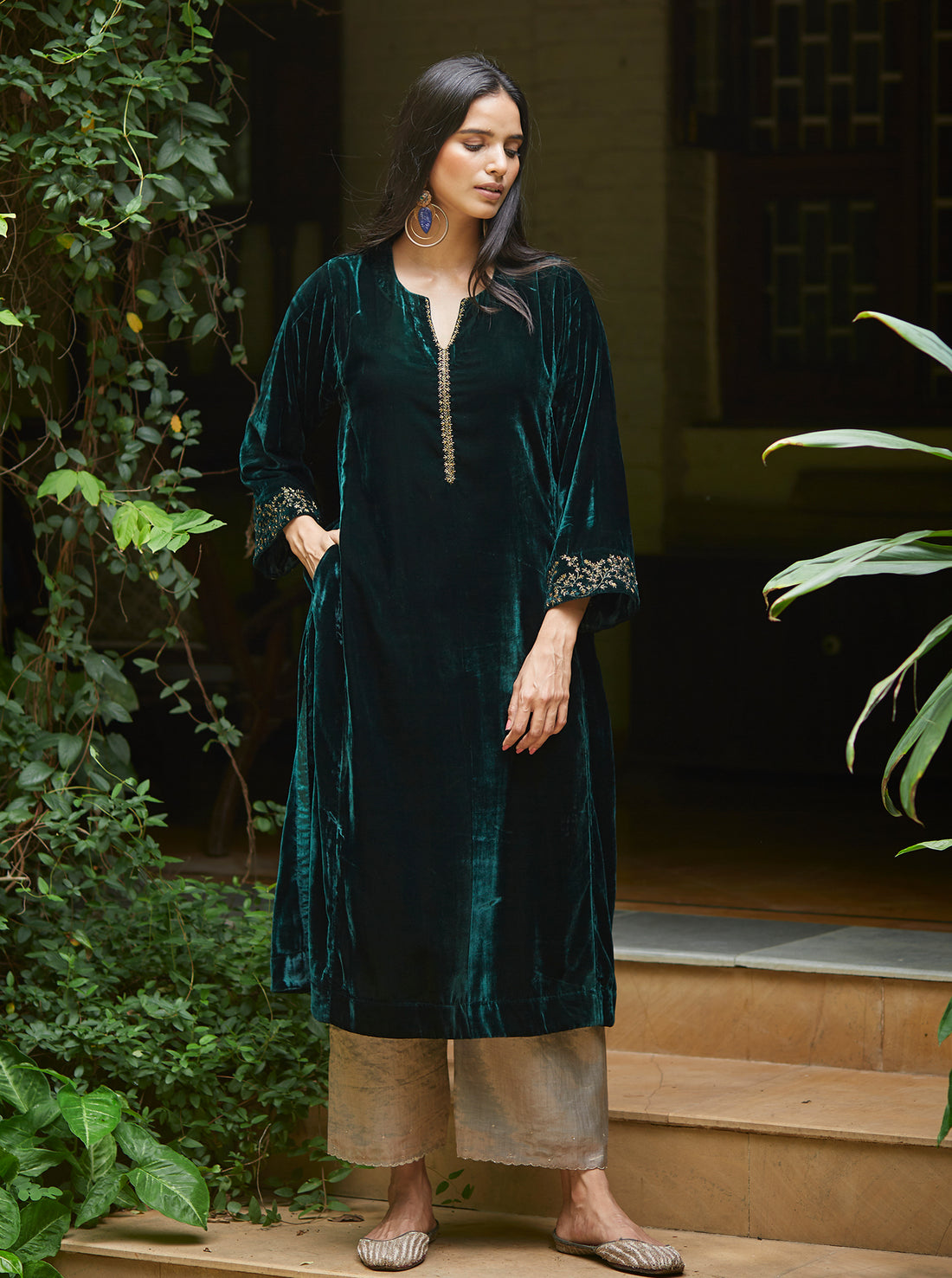 Emerald Velvet Kurta Set
